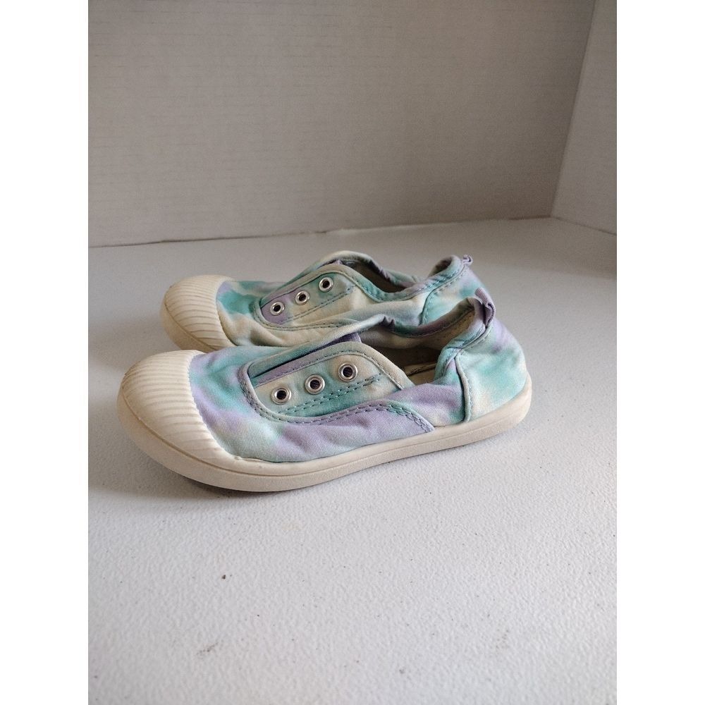 Cat & Jack Toddler Girls Tie Dye Slip On Canvas Sneakers Purple‎ Teal Size 10